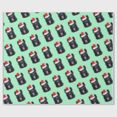 Black German Shepherd met Santa Hat Cadeaupapier (Vlak)