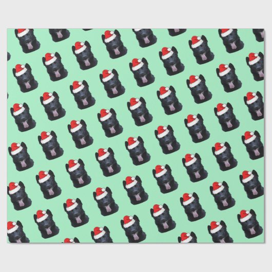 Black German Shepherd met Santa Hat Cadeaupapier (Vlak)