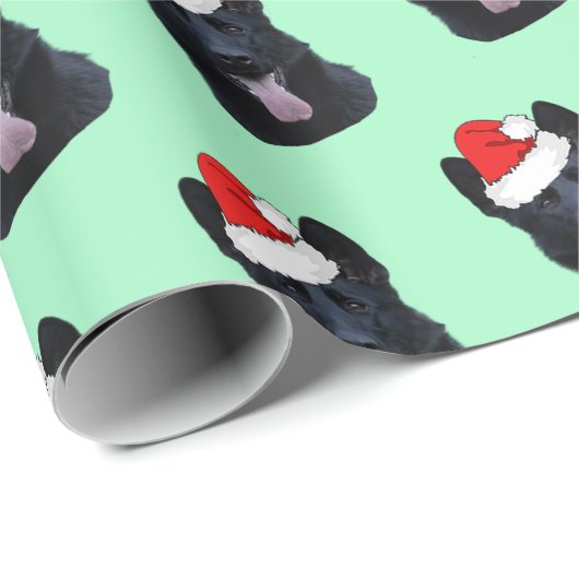 Black German Shepherd met Santa Hat Cadeaupapier (Rol Hoek)