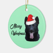 Black German Shepherd met Santa Hat Keramisch Ornament (Links)