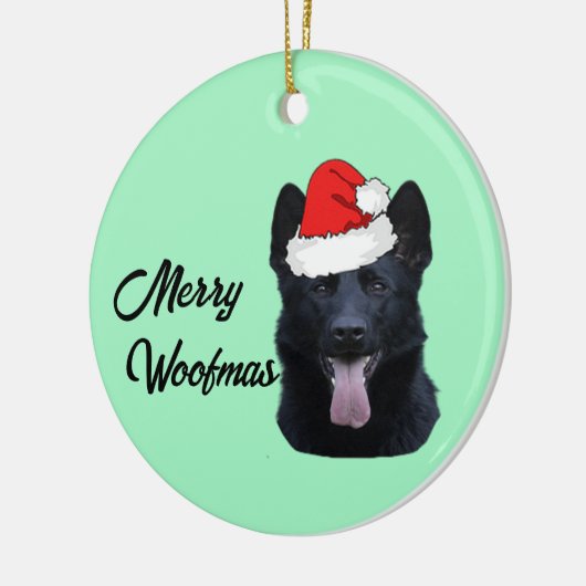 Black German Shepherd met Santa Hat Keramisch Ornament (Links)