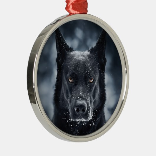Black German Shepherd Metalen Ornament (Rechts)