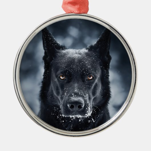 Black German Shepherd Metalen Ornament (Voorkant)