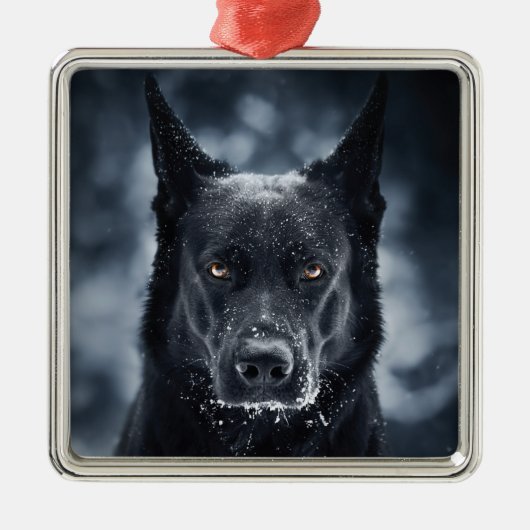 Black German Shepherd Metalen Ornament (Voorkant)