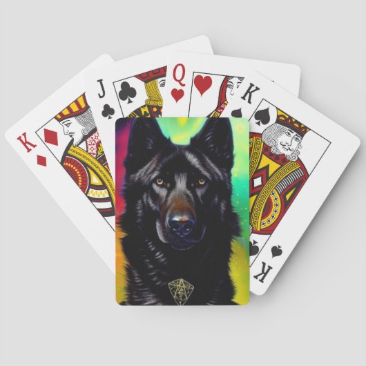 Black German Shepherd Pokerkaarten (Achterkant)
