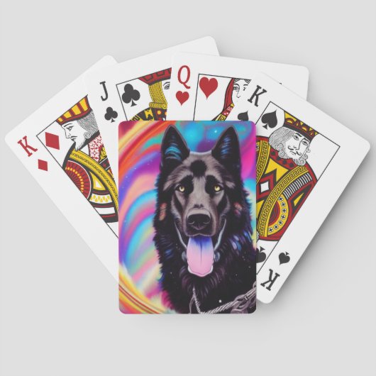 Black German Shepherd Pokerkaarten (Achterkant)