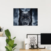 Black German Shepherd Poster (Thuiskantoor)
