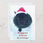 Black German Shepherd Puppy in a Wreath, ZKA Feestdagenkaart (Voorkant / Achterkant)