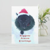 Black German Shepherd Puppy in a Wreath, ZKA Feestdagenkaart (Staand voorkant)