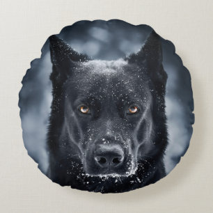 Black German Shepherd Rond Kussen