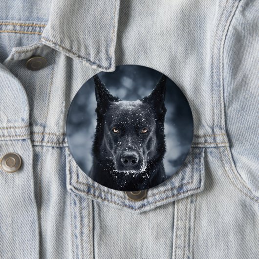 Black German Shepherd Ronde Button 4,0 Cm (In situ)