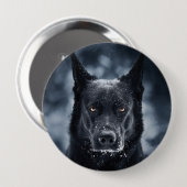 Black German Shepherd Ronde Button 4,0 Cm (Voorkant /achterkant)