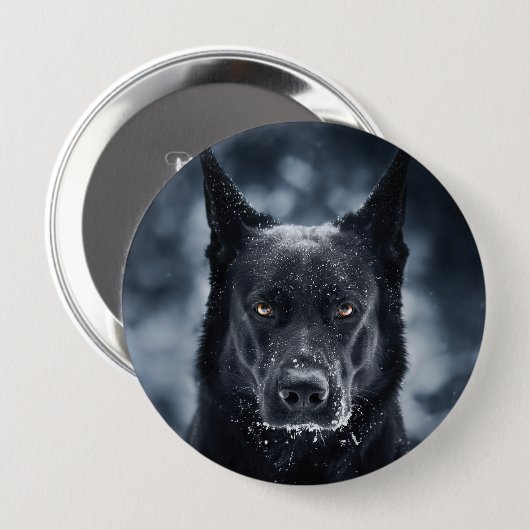 Black German Shepherd Ronde Button 4,0 Cm (Voorkant /achterkant)