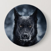 Black German Shepherd Ronde Button 4,0 Cm (Voorkant)