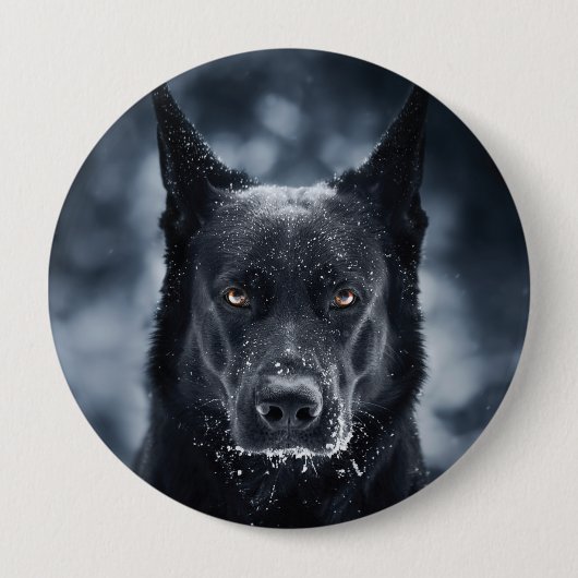 Black German Shepherd Ronde Button 4,0 Cm (Voorkant)