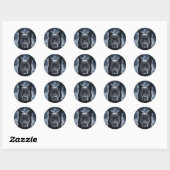 Black German Shepherd Ronde Sticker (Vel)