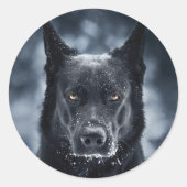 Black German Shepherd Ronde Sticker (Voorkant)