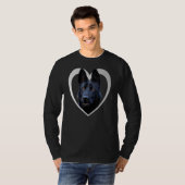 Black German Shepherd - Schäferhund Herz T-shirt (Voorkant volledig)