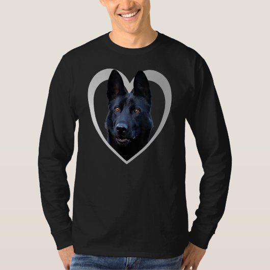 Black German Shepherd - Schäferhund Herz T-shirt (Voorkant)