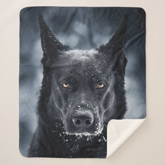 Black German Shepherd Sherpa Deken (Voorkant)