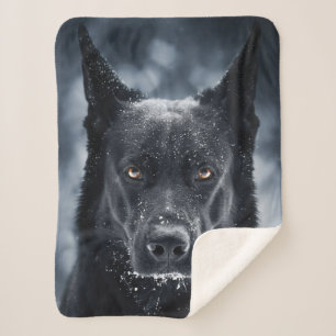 Black German Shepherd Sherpa Deken