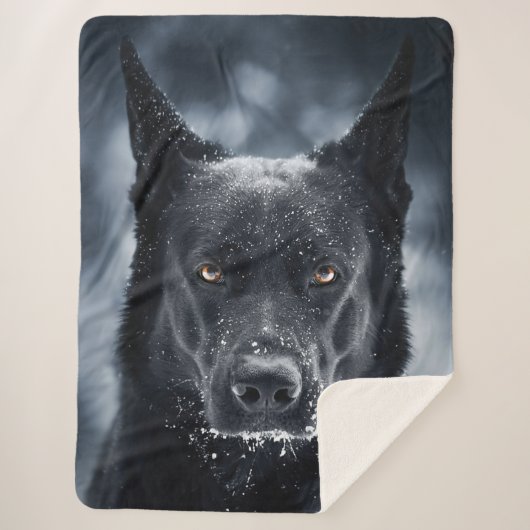 Black German Shepherd Sherpa Deken (Voorkant)