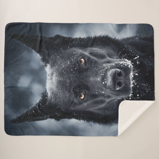 Black German Shepherd Sherpa Deken (Voorkant (horizontaal))
