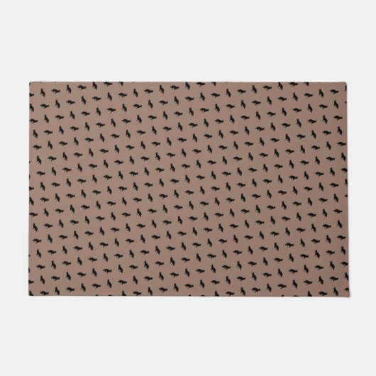 Black German Shepherd Silhouttes on Khaki Beige Deurmat (Voorkant)