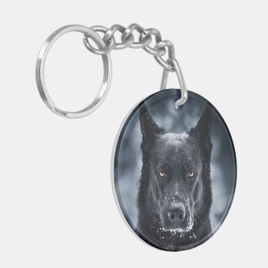 Black German Shepherd Sleutelhanger (Voorkant Links)