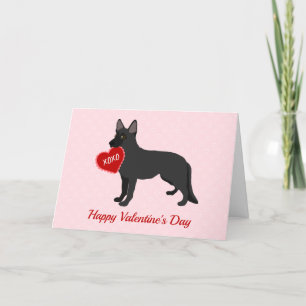 Black German Shepherd Valentijnsdag Holiday Kaart