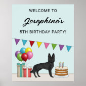 Black German Shepherd Verjaardagsfeestje Welkom Poster (Voorkant)