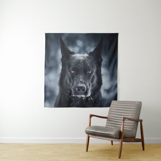 Black German Shepherd Wandkleed (In situ)