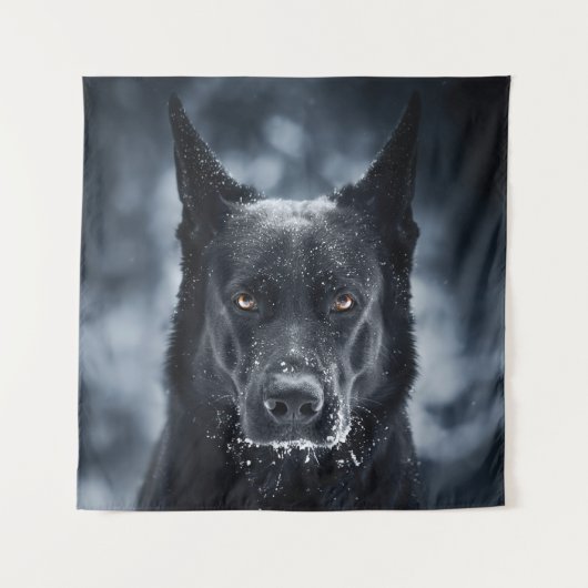 Black German Shepherd Wandkleed (Voorkant)