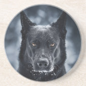 Black German Shepherd Zandsteen Onderzetter (Voorkant)
