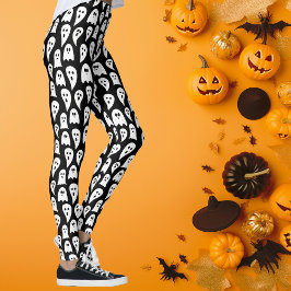 Black Ghost Halloween Leggings