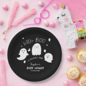 Black Ghost Little Boo Halloween Baby shower Papieren Bordje (Feest)
