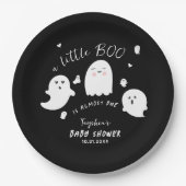 Black Ghost Little Boo Halloween Baby shower Papieren Bordje (Voorkant)