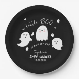 Black Ghost Little Boo Halloween Baby shower Papieren Bordje