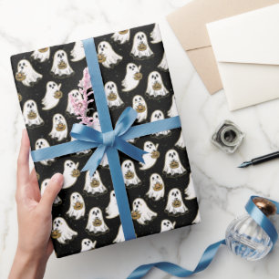 Black Ghost & Pumpkin Cadeaupapier