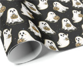 Black | Ghost & Pumpkin Cadeaupapier (Rol Hoek)