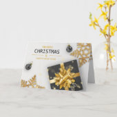 Black Gift Box kerstballen Gold Snowflakes Kaart (Gele Bloem)