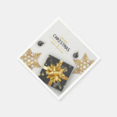 Black Gift Box kerstballen Gold Snowflakes Servet (Hoek)