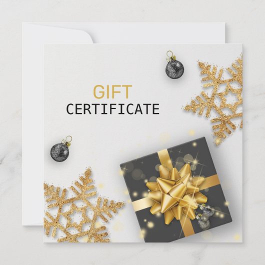 Black Gift Gold Snowflake-kerstcadeaukaart