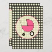 Black Gingham Baby shower Invitation Kaart (Voorkant / Achterkant)