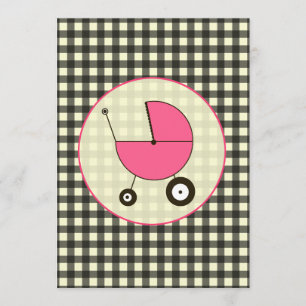 Black Gingham Baby shower Invitation Kaart