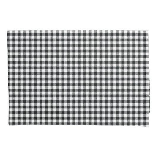 Black Gingham Black en White Check Pillow Hoesje Kussensloop (Voorkant)