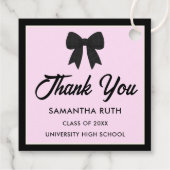 Black Gingham Bow Graduation Party Bedankjes Labels (Achterkant)
