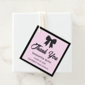 Black Gingham Bow Graduation Party Bedankjes Labels (In situ)
