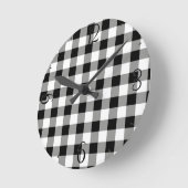 Black Gingham Clock Ronde Klok (Hoek)