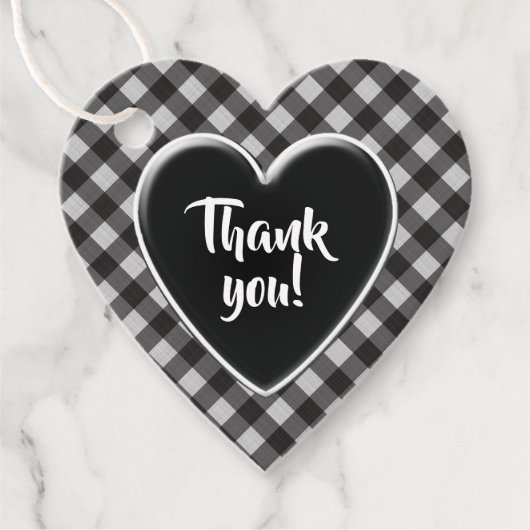 Black Gingham controleert patroon dank u voor het Bedankjes Labels (Voorkant)